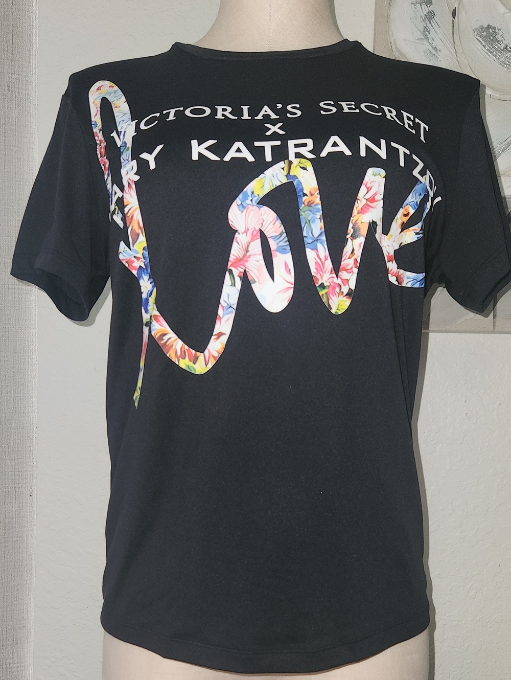 Victoria's Secret Black Tee with Floral Script
